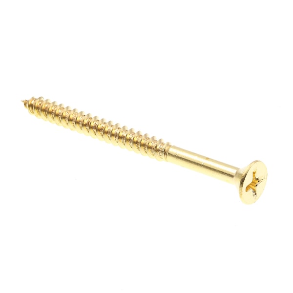 Prime-Line Wood Screw, Flat Head, Phillips Drive No. 10 X 2-1/2in Solid Brass 20PK 9035869 - main
